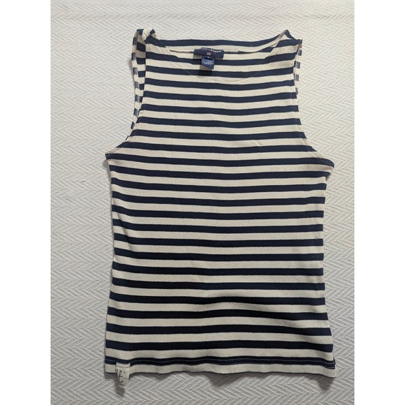 Polo Ralph Lauren Tops - Ralph Lauren Polo Sport Womens L Navy Ivory Striped Rib Knit Sleeveless Tank Top